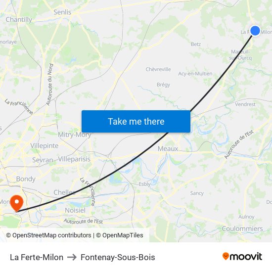La Ferte-Milon to Fontenay-Sous-Bois map