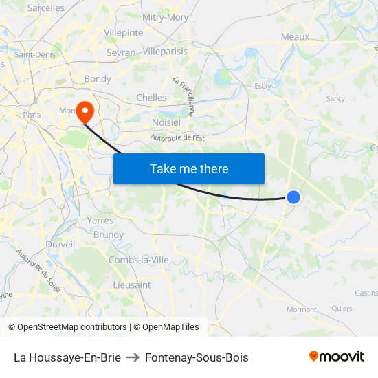 La Houssaye-En-Brie to Fontenay-Sous-Bois map