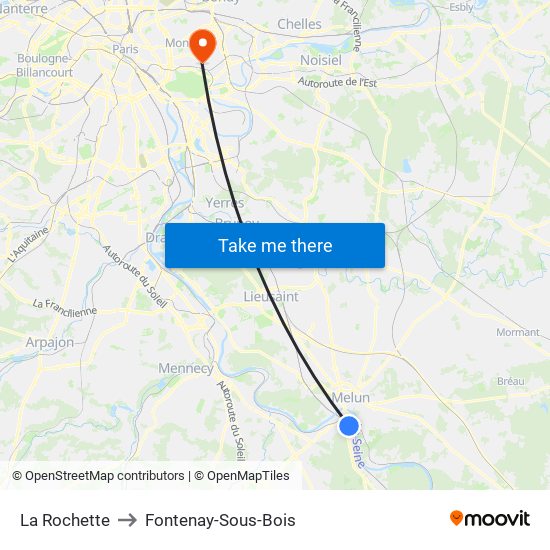 La Rochette to Fontenay-Sous-Bois map