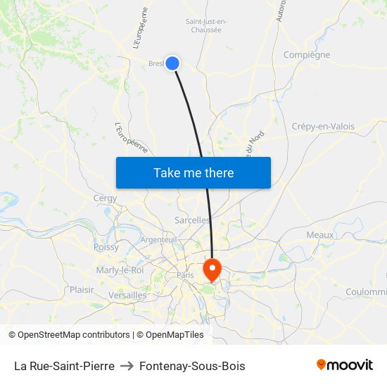 La Rue-Saint-Pierre to Fontenay-Sous-Bois map