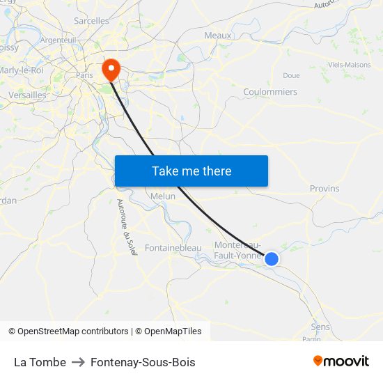 La Tombe to Fontenay-Sous-Bois map