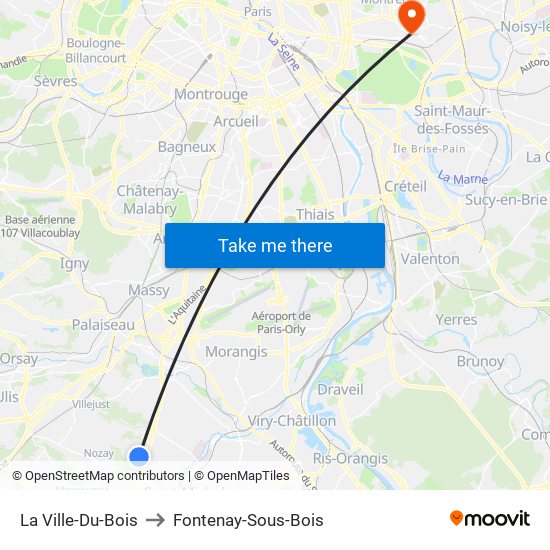 La Ville-Du-Bois to Fontenay-Sous-Bois map
