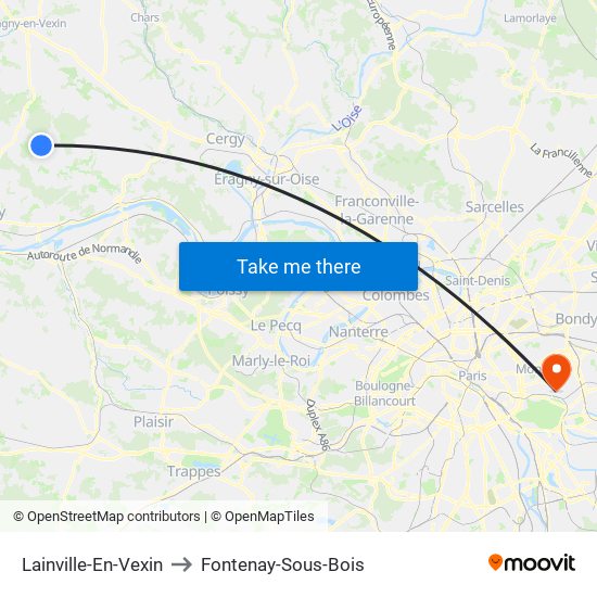 Lainville-En-Vexin to Fontenay-Sous-Bois map
