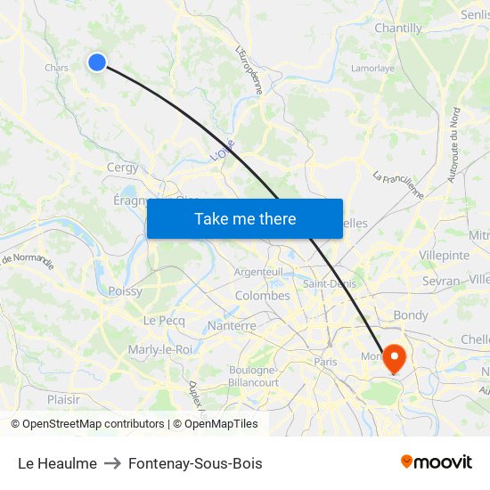 Le Heaulme to Fontenay-Sous-Bois map