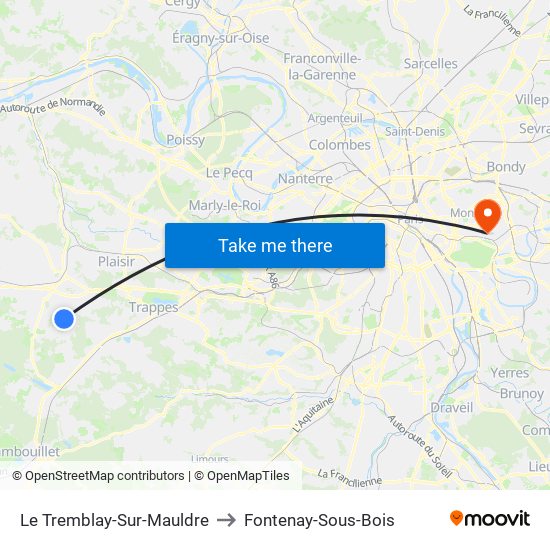 Le Tremblay-Sur-Mauldre to Fontenay-Sous-Bois map