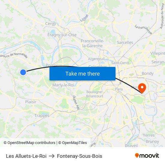 Les Alluets-Le-Roi to Fontenay-Sous-Bois map