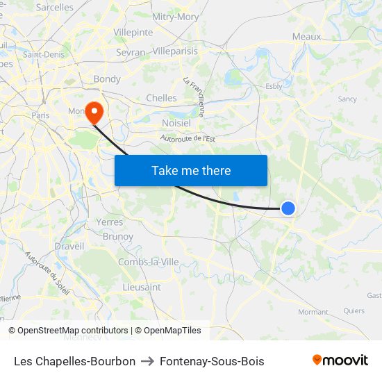 Les Chapelles-Bourbon to Fontenay-Sous-Bois map