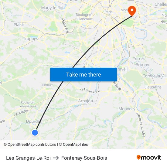Les Granges-Le-Roi to Fontenay-Sous-Bois map