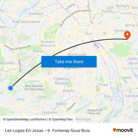 Les Loges-En-Josas to Fontenay-Sous-Bois map