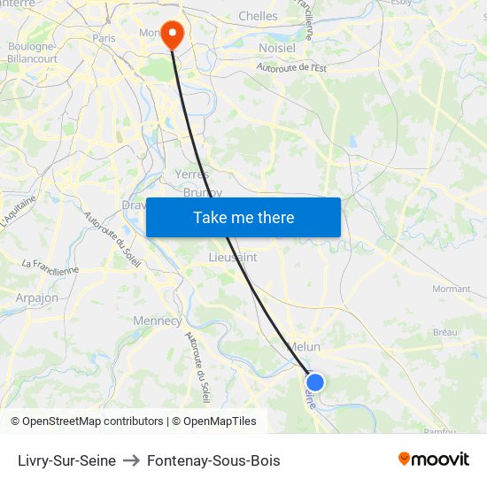 Livry-Sur-Seine to Fontenay-Sous-Bois map