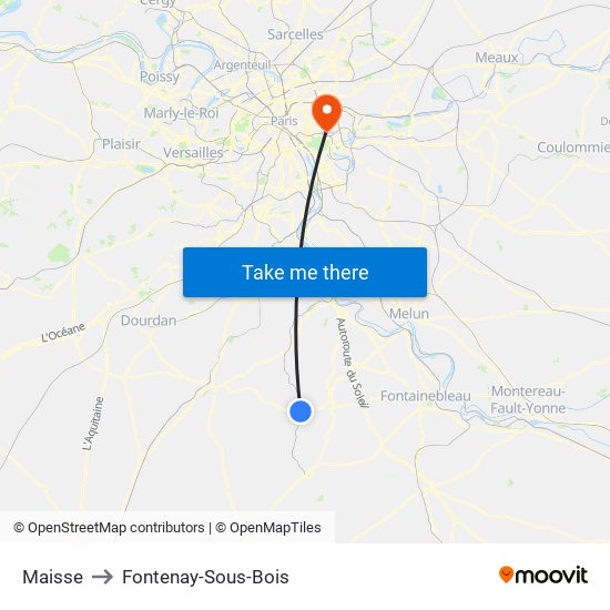 Maisse to Fontenay-Sous-Bois map