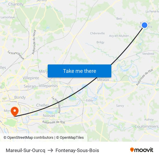 Mareuil-Sur-Ourcq to Fontenay-Sous-Bois map