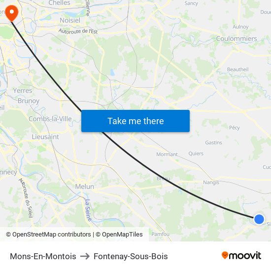Mons-En-Montois to Fontenay-Sous-Bois map