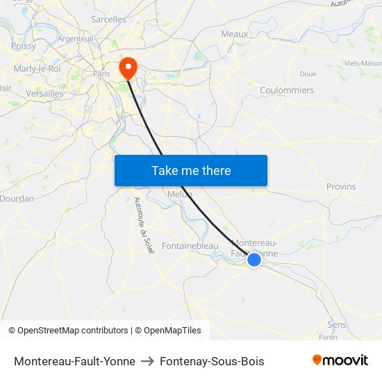 Montereau-Fault-Yonne to Fontenay-Sous-Bois map