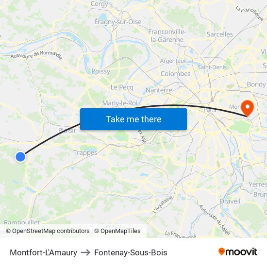 Montfort-L'Amaury to Fontenay-Sous-Bois map