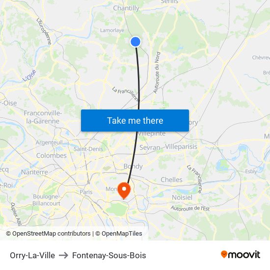 Orry-La-Ville to Fontenay-Sous-Bois map