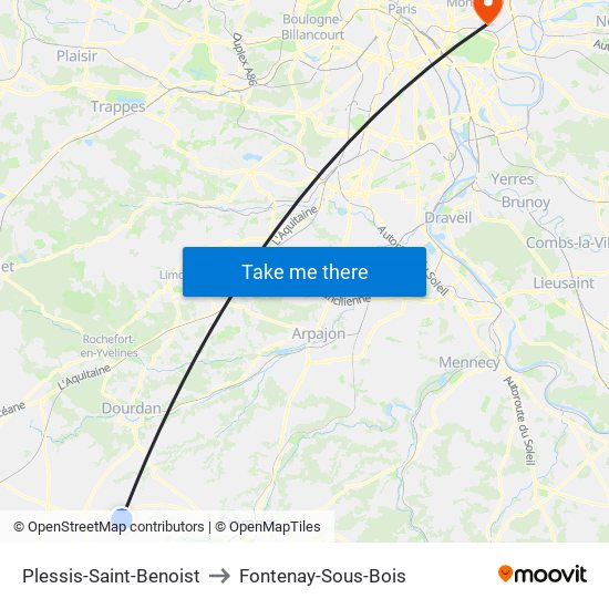 Plessis-Saint-Benoist to Fontenay-Sous-Bois map