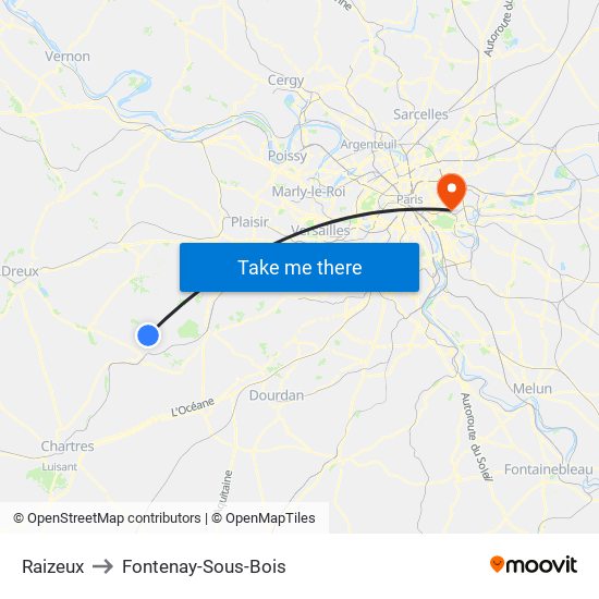 Raizeux to Fontenay-Sous-Bois map