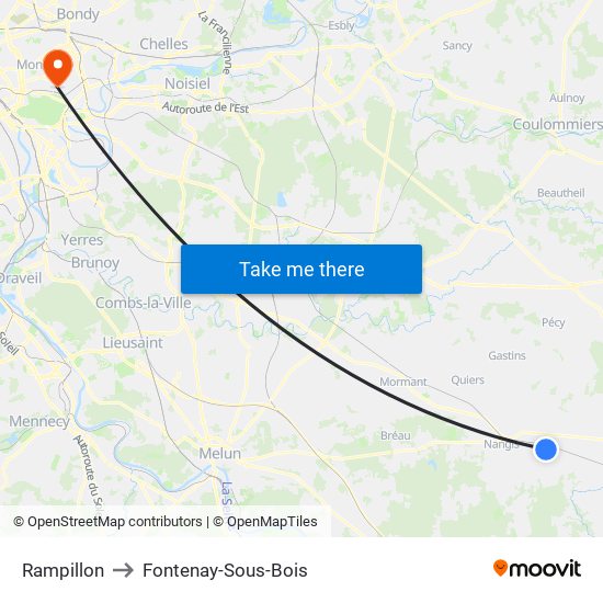 Rampillon to Fontenay-Sous-Bois map