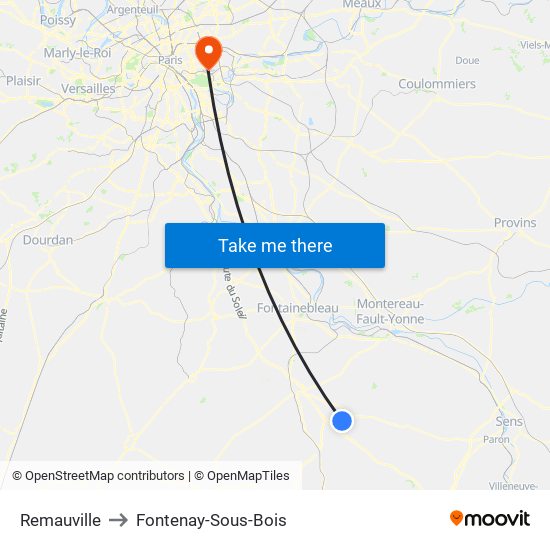 Remauville to Fontenay-Sous-Bois map