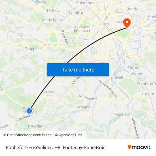 Rochefort-En-Yvelines to Fontenay-Sous-Bois map