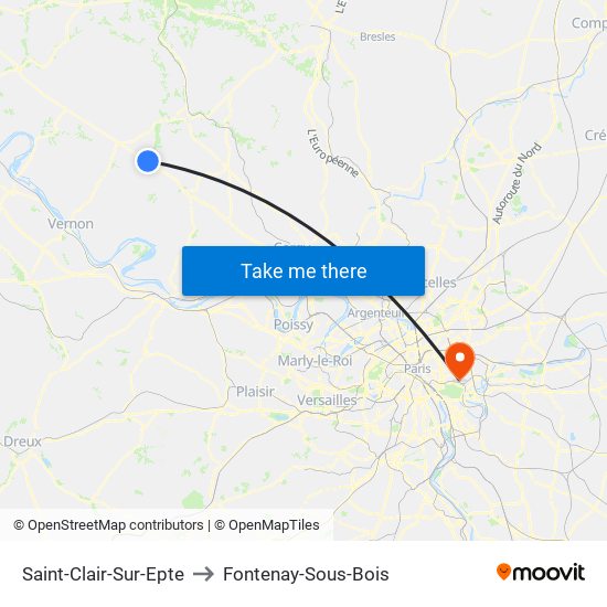Saint-Clair-Sur-Epte to Fontenay-Sous-Bois map