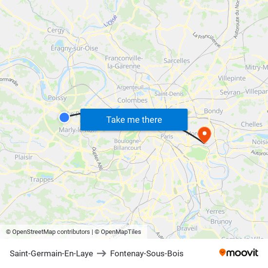 Saint-Germain-En-Laye to Fontenay-Sous-Bois map
