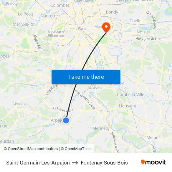 Saint-Germain-Les-Arpajon to Fontenay-Sous-Bois map