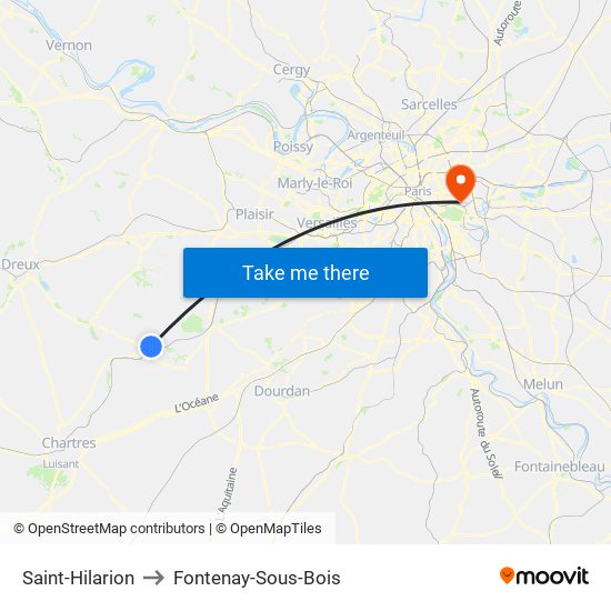 Saint-Hilarion to Fontenay-Sous-Bois map