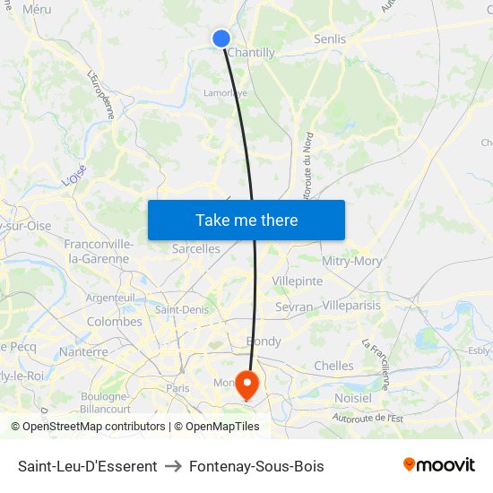 Saint-Leu-D'Esserent to Fontenay-Sous-Bois map
