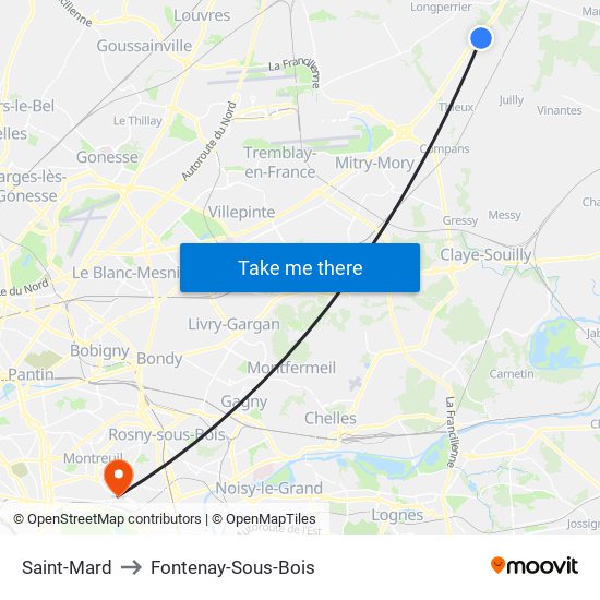 Saint-Mard to Fontenay-Sous-Bois map
