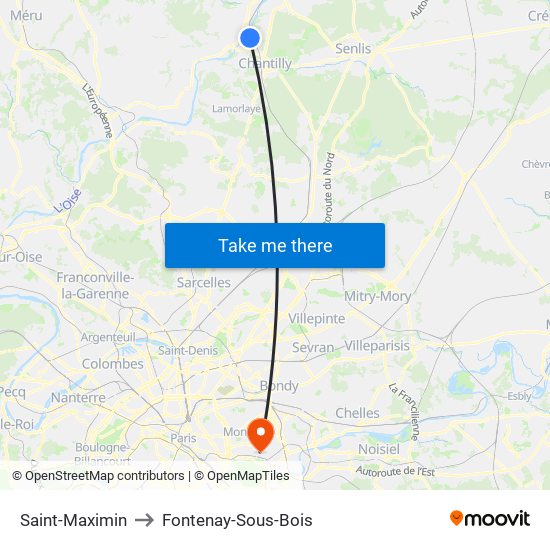 Saint-Maximin to Fontenay-Sous-Bois map