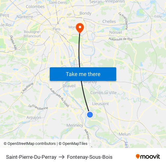 Saint-Pierre-Du-Perray to Fontenay-Sous-Bois map