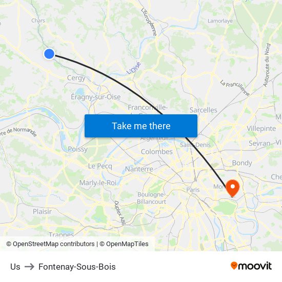 Us to Fontenay-Sous-Bois map