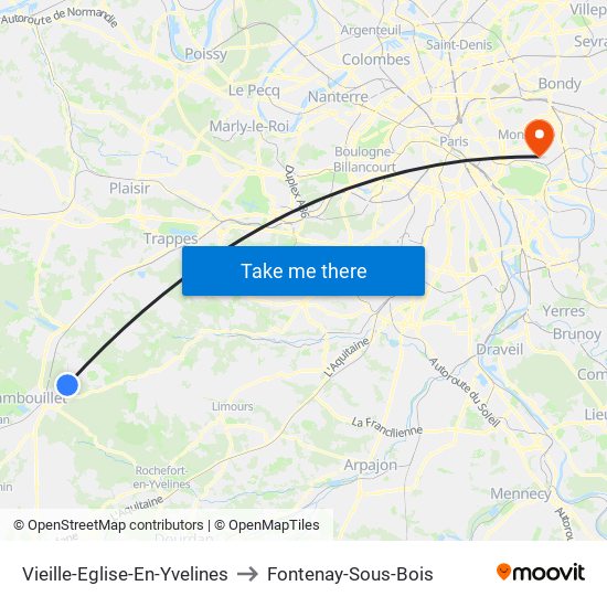 Vieille-Eglise-En-Yvelines to Fontenay-Sous-Bois map