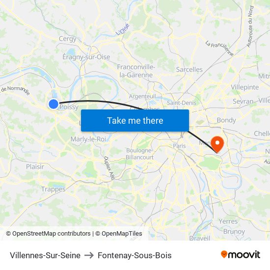 Villennes-Sur-Seine to Fontenay-Sous-Bois map