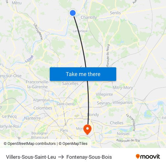 Villers-Sous-Saint-Leu to Fontenay-Sous-Bois map