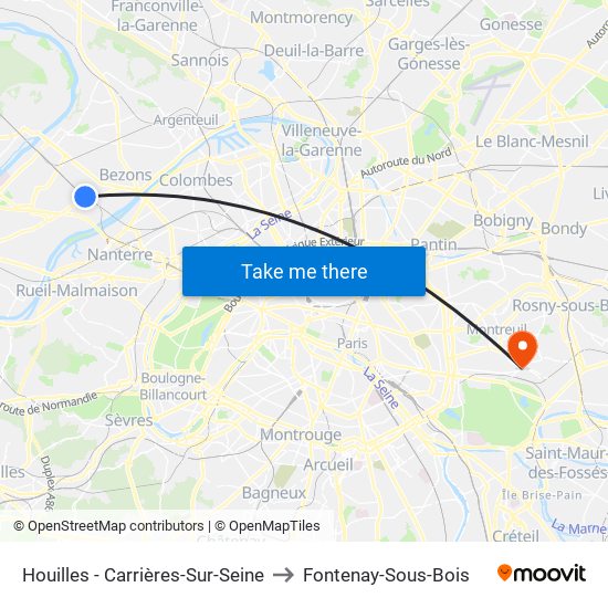 Houilles - Carrières-Sur-Seine to Fontenay-Sous-Bois map