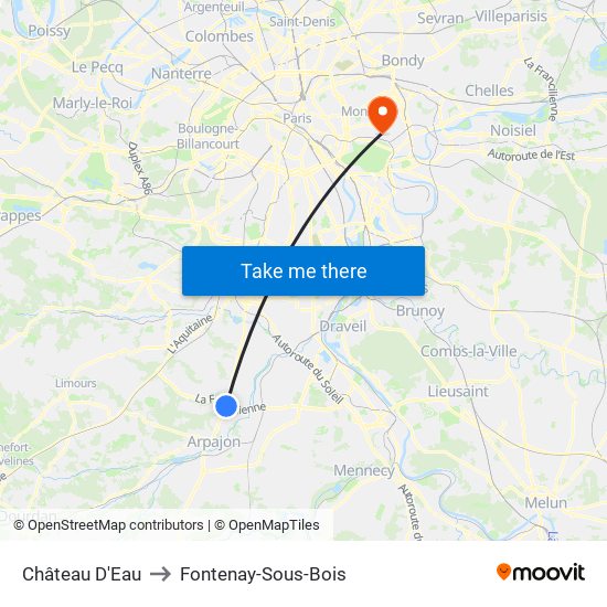 Château D'Eau to Fontenay-Sous-Bois map