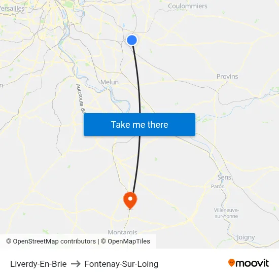 Liverdy-En-Brie to Fontenay-Sur-Loing map