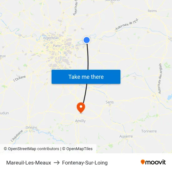 Mareuil-Les-Meaux to Fontenay-Sur-Loing map