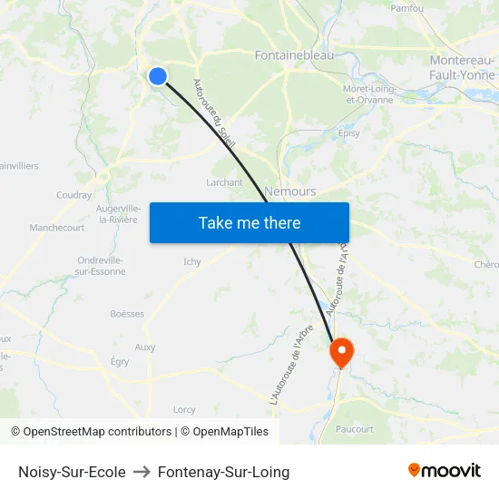 Noisy-Sur-Ecole to Fontenay-Sur-Loing map