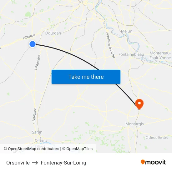 Orsonville to Fontenay-Sur-Loing map