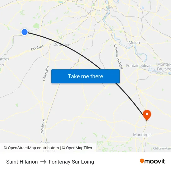 Saint-Hilarion to Fontenay-Sur-Loing map