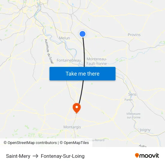 Saint-Mery to Fontenay-Sur-Loing map