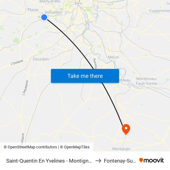Saint-Quentin En Yvelines - Montigny-Le-Bretonneux to Fontenay-Sur-Loing map