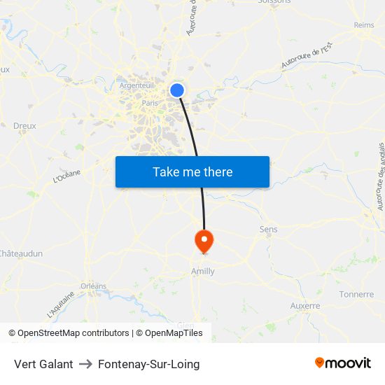 Vert Galant to Fontenay-Sur-Loing map