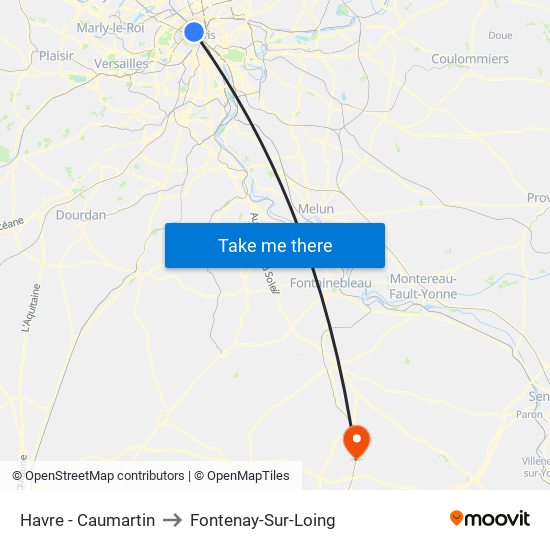 Havre - Caumartin to Fontenay-Sur-Loing map