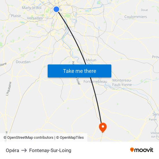 Opéra to Fontenay-Sur-Loing map