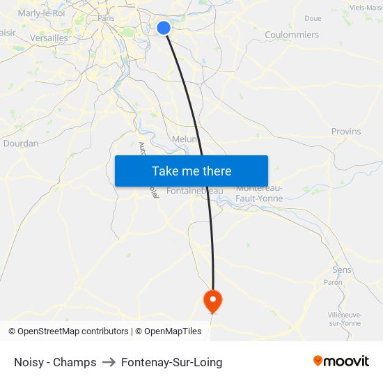 Noisy - Champs to Fontenay-Sur-Loing map